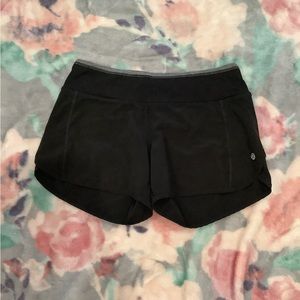 Lululemon Black speed ups low rise 4inched *Liner Cut Out